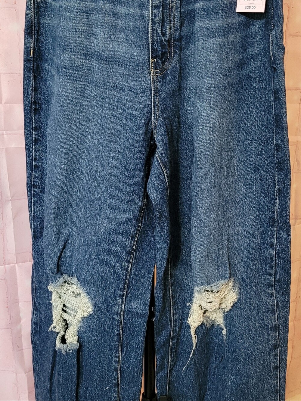 wild fable Blue Distressed Straight-Leg Jeans